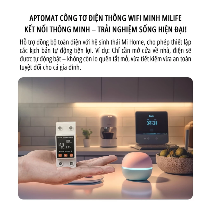  Công tơ điện thông minh wifi miLife 63A kết nối app mihome - Bản nội địa mihome vùng Trung Quốc 