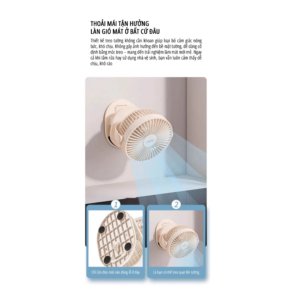  Quạt kẹp tích điện miLife F3A cánh 12cm 
