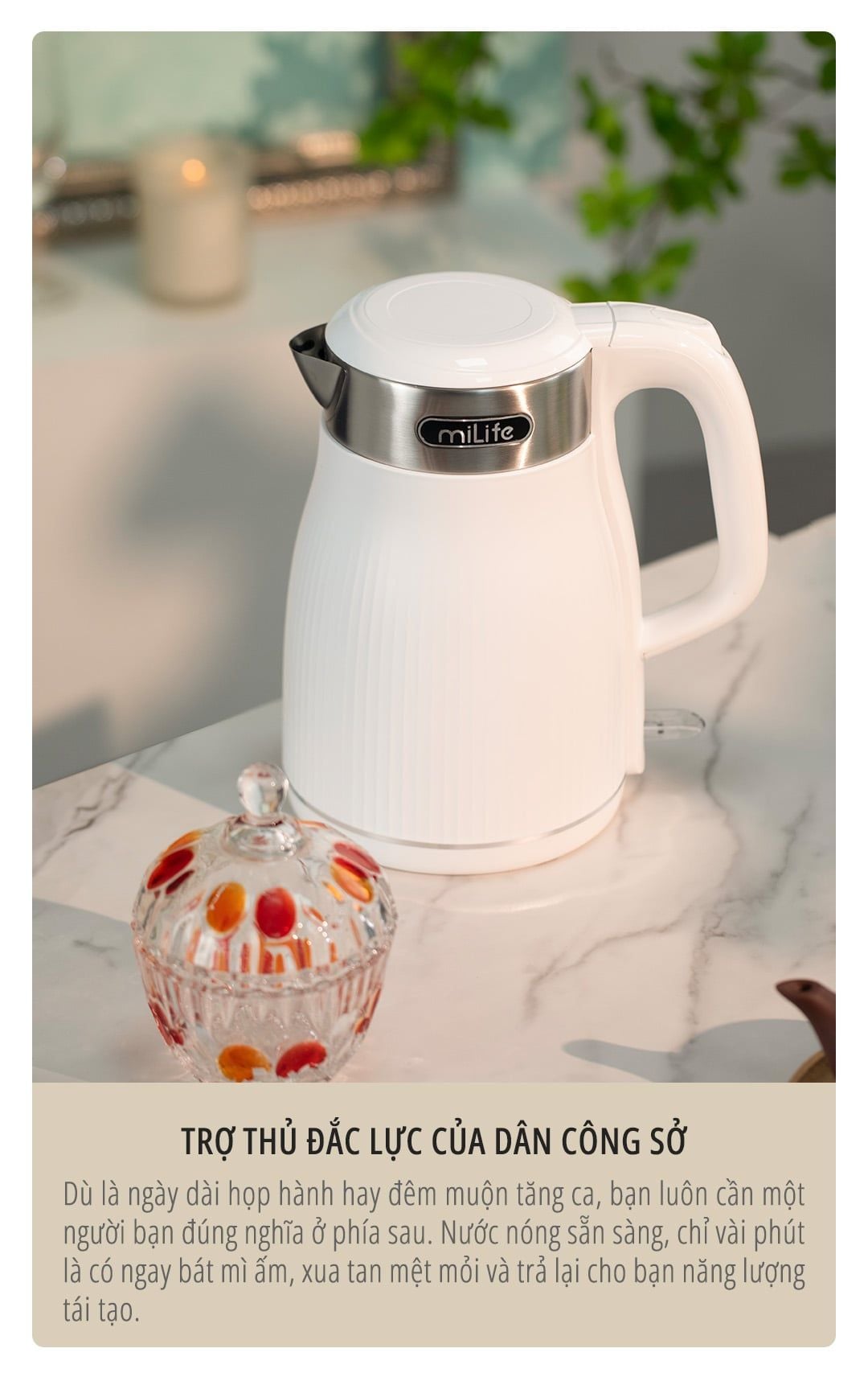  Ấm siêu tốc dung tích 1.8L miLife N5, inox 304, 1800w mạnh mẽ, đạt chuẩn SNI - Bảo hành 12 tháng 