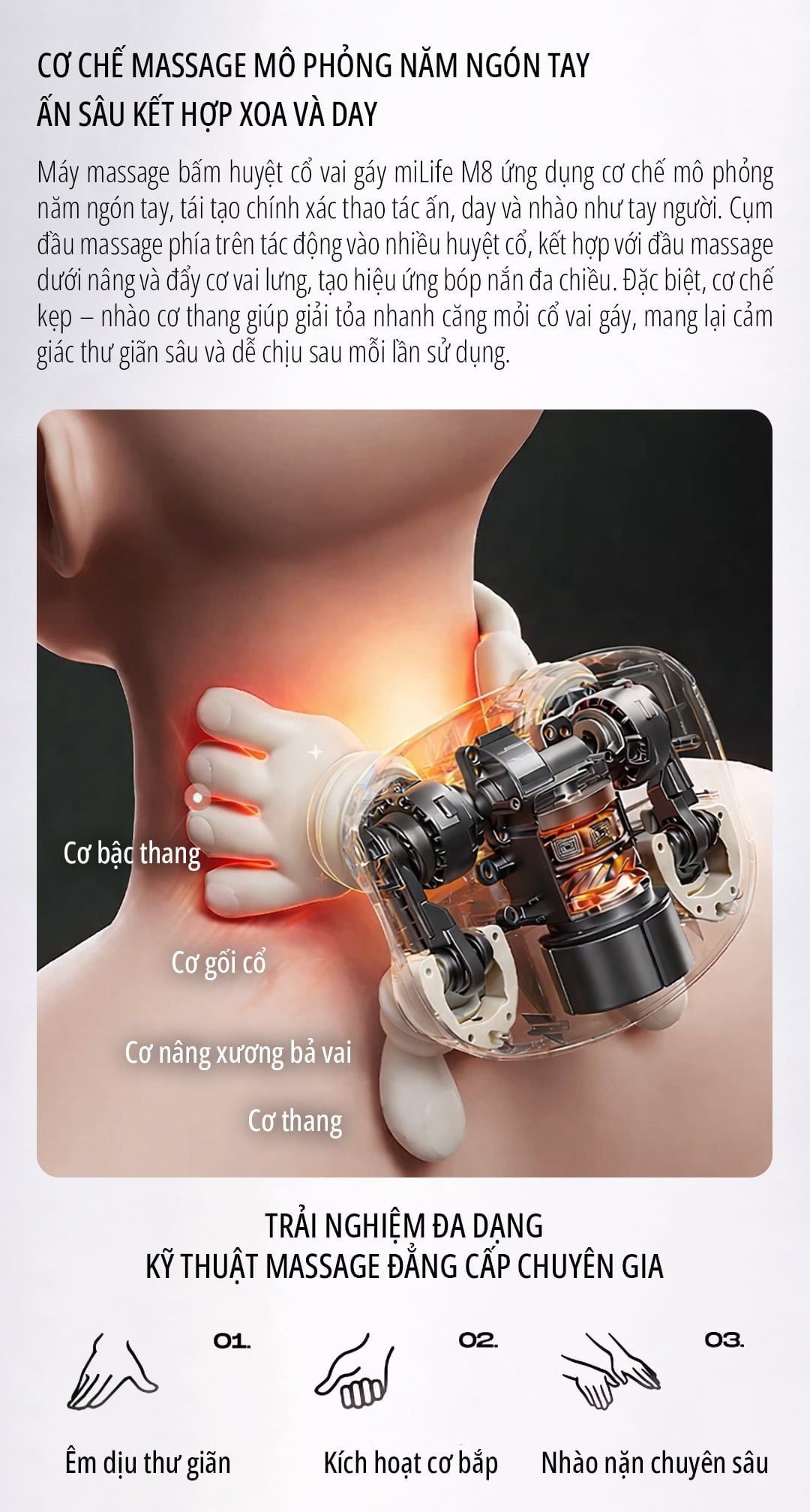  Máy massage cổ vai gáy miLife M8 bấm huyệt mô phỏng tay người - Bảo hành 12 tháng 