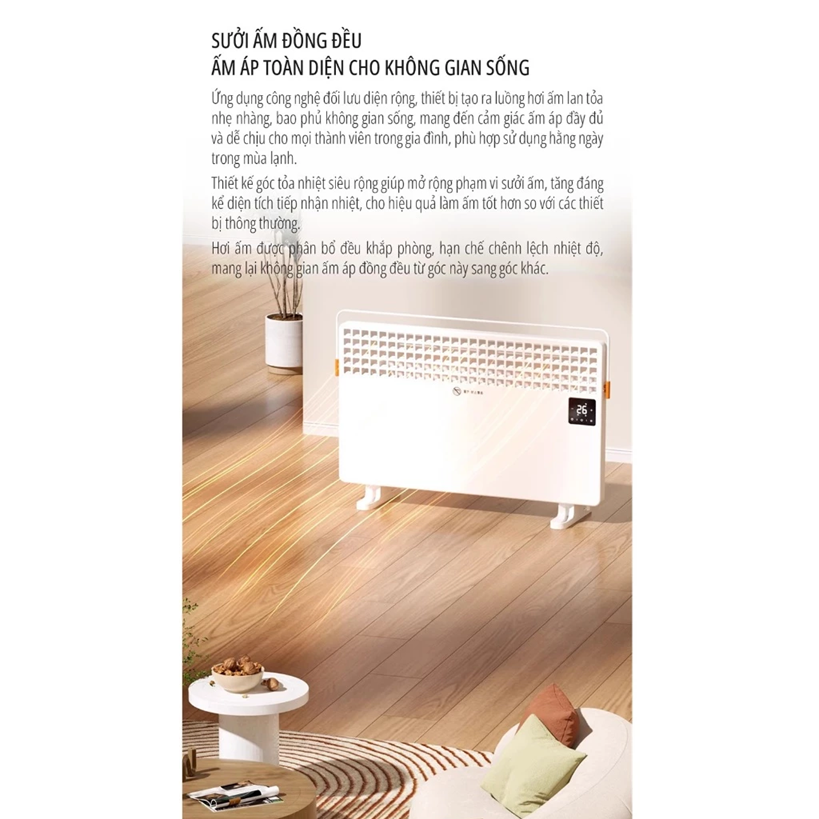  Máy sưởi điện đối lưu miLife AH44 công suất 2200w có remote điều khiển - Bảo hành 12 tháng 