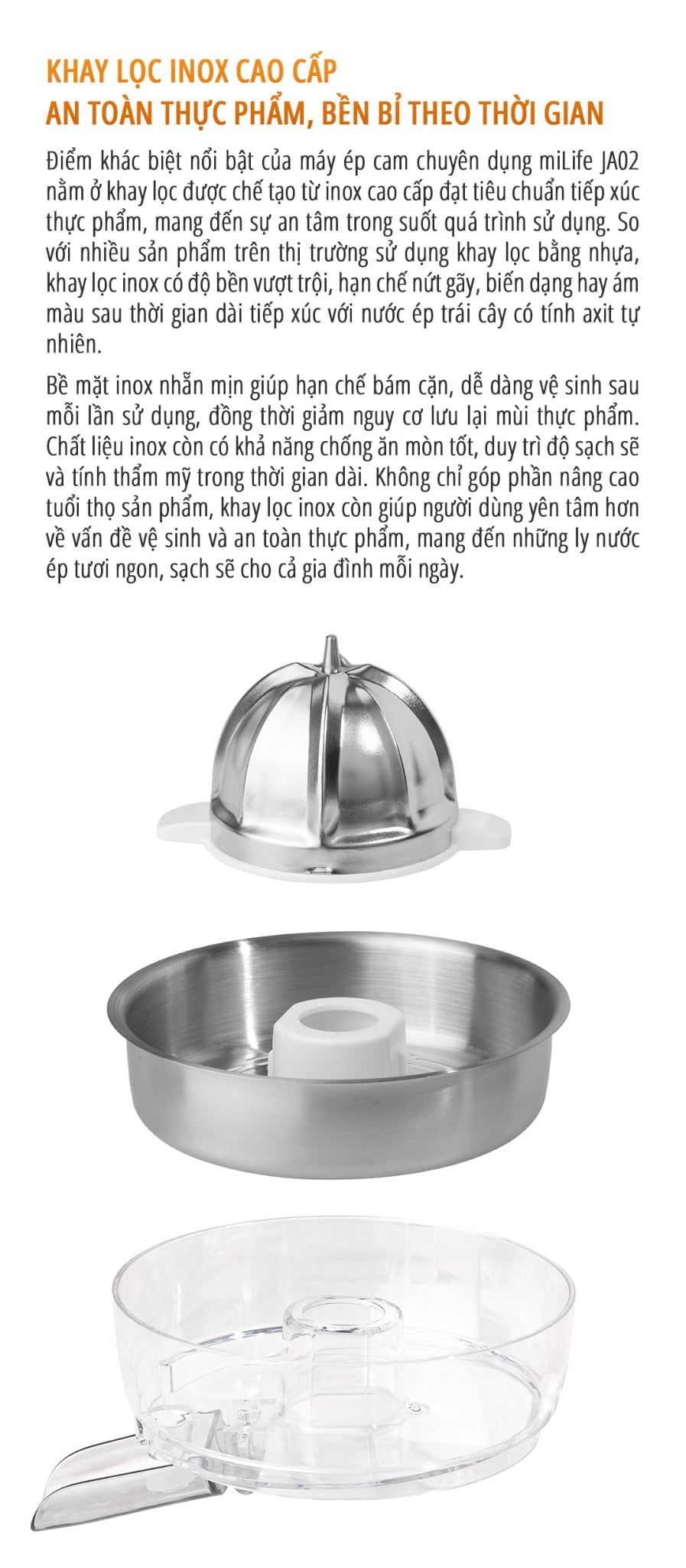  Máy vắt cam Máy ép cam, chuyên dụng miLife JA02 - công suất 120W - vắt kiệt bã bảo hành 12 tháng 
