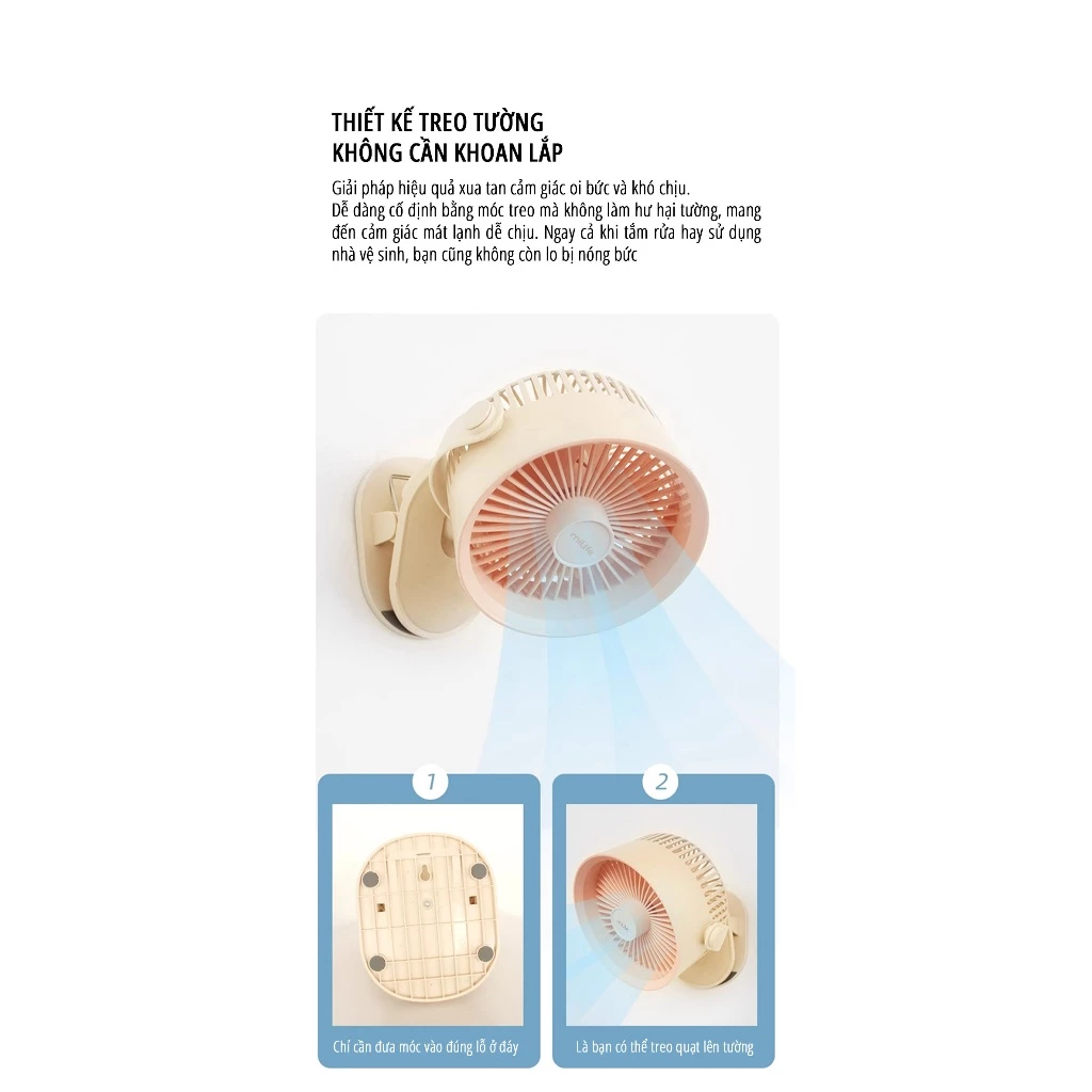  Quạt kẹp tích điện miLife F3A cánh 12cm 