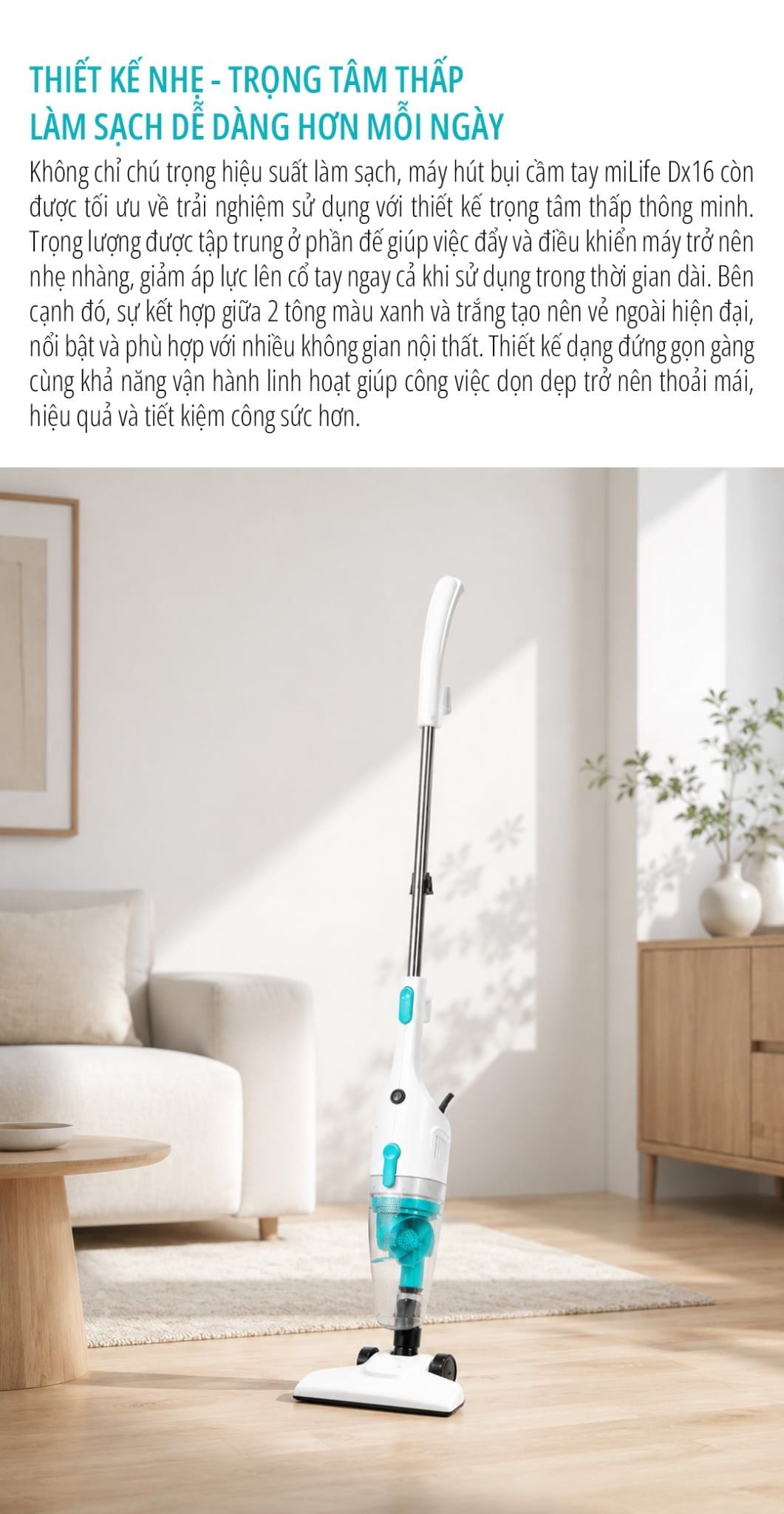  Máy hút bụi cầm tay có dây miLife DX16 - Lực hút 16000Pa công suất 600W 3 đầu hút dây dài 5m 