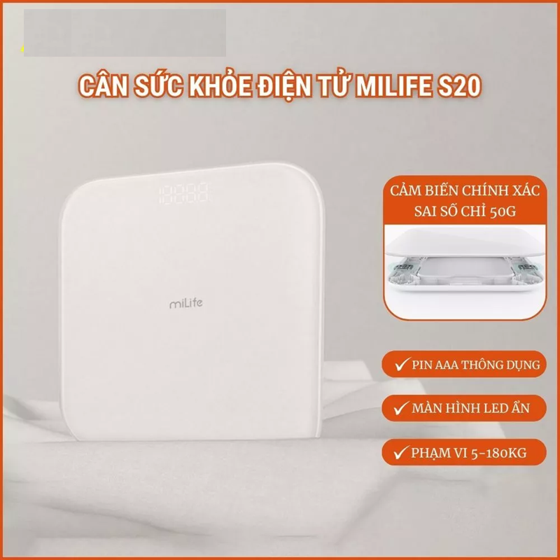  Cân điện tử sức khỏe miLife S20 - Bảo hành 12 tháng 