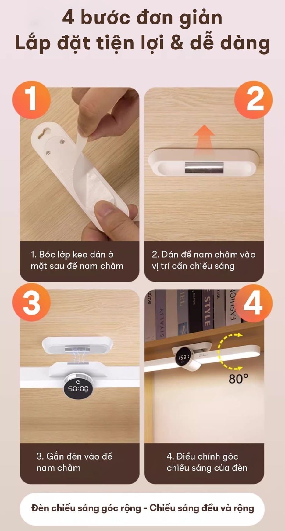  Đèn học đèn bàn thông minh chống cận milife X9 pin sạc tích điện - lắp đặt linh hoạt , điều chỉnh xoay 80 độ 