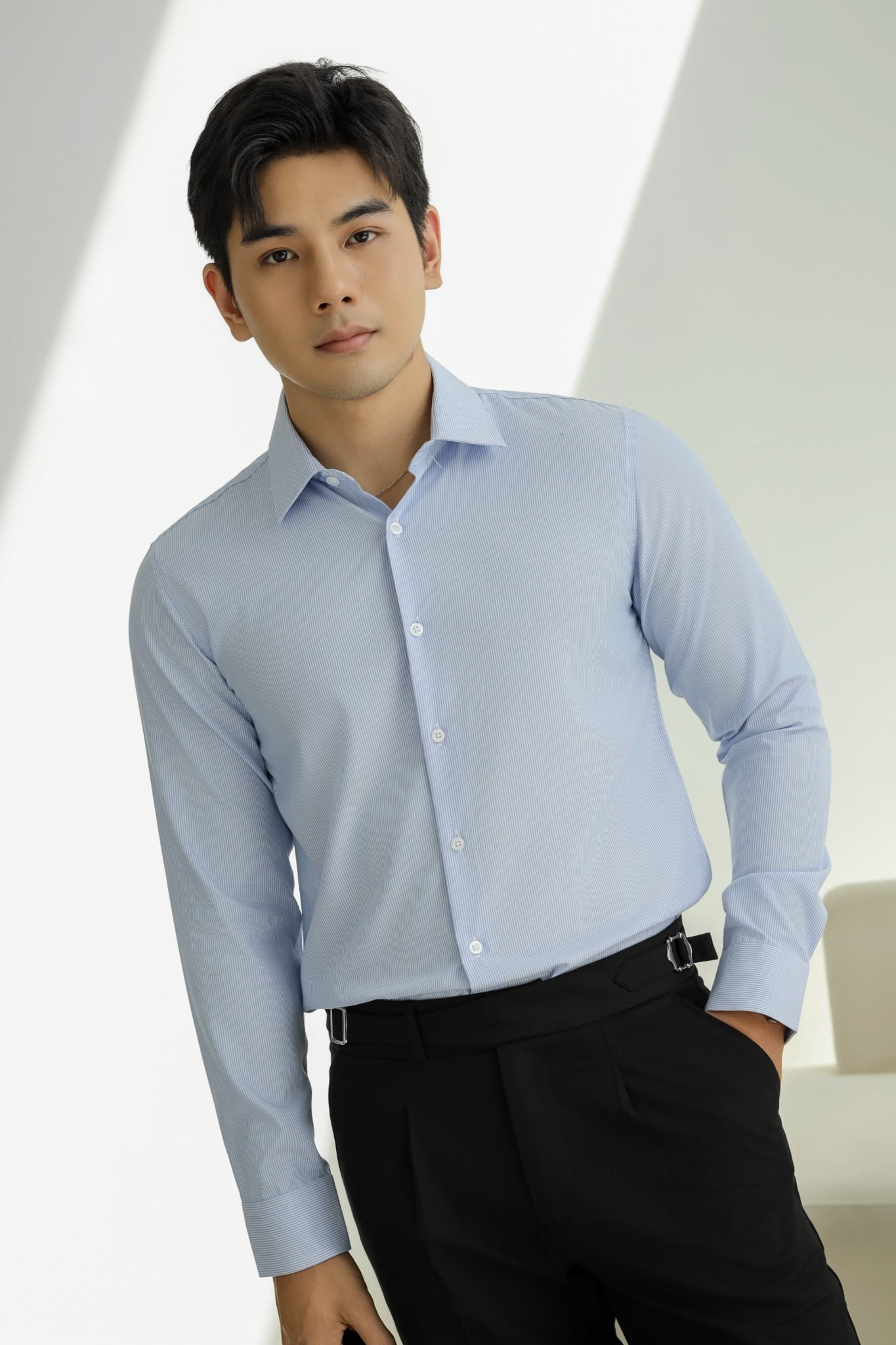  SOMI NAM 003P1-SLIM FIT Ô TĂM XANH BIỂN 