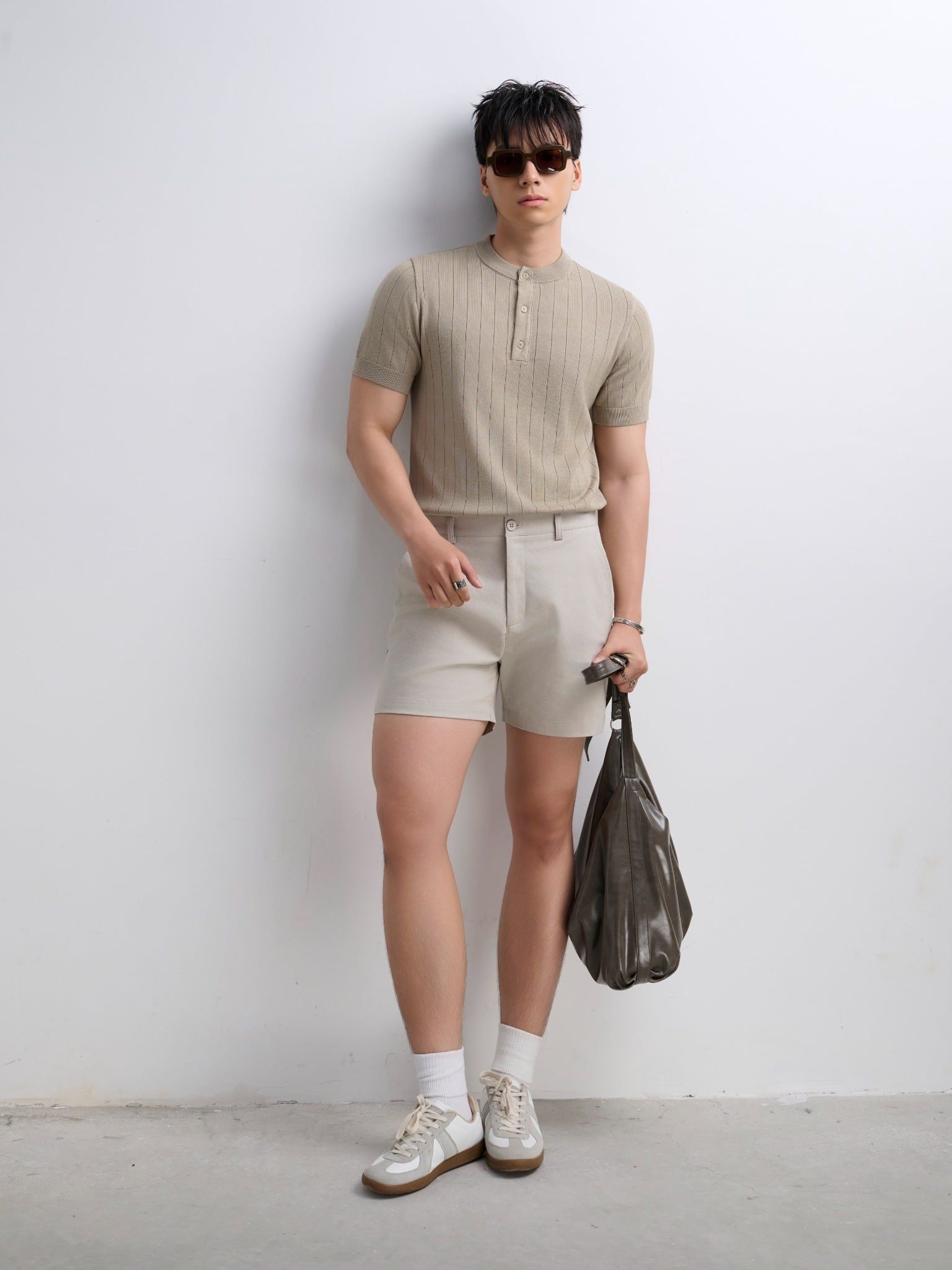  ÁO THUN NAM DỆT KIM N743-REGULAR FIT OLIVE 