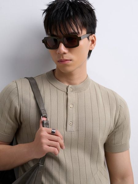  ÁO THUN NAM DỆT KIM N743-REGULAR FIT OLIVE 