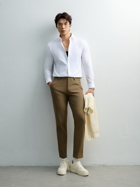  QUẦN KAKI NAM 518-21- SLIM FIT NÂU ĐẬM 