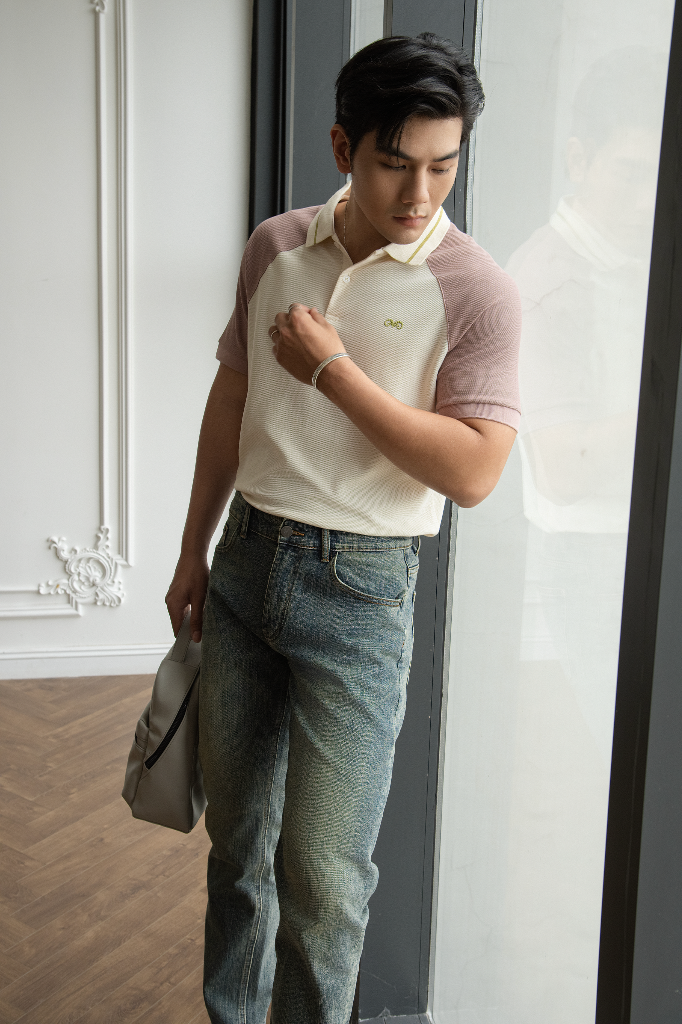  POLO NAM 8892-REGULAR FIT KEM TAY HỒNG 