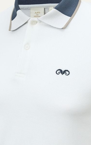  POLO NAM 8893- SLIM FIT TRẮNG GÁY XÁM 