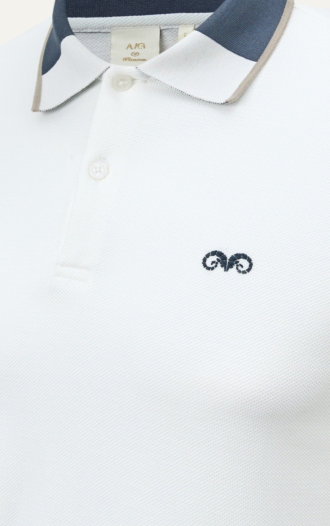  POLO NAM 8893- SLIM FIT TRẮNG GÁY XÁM 