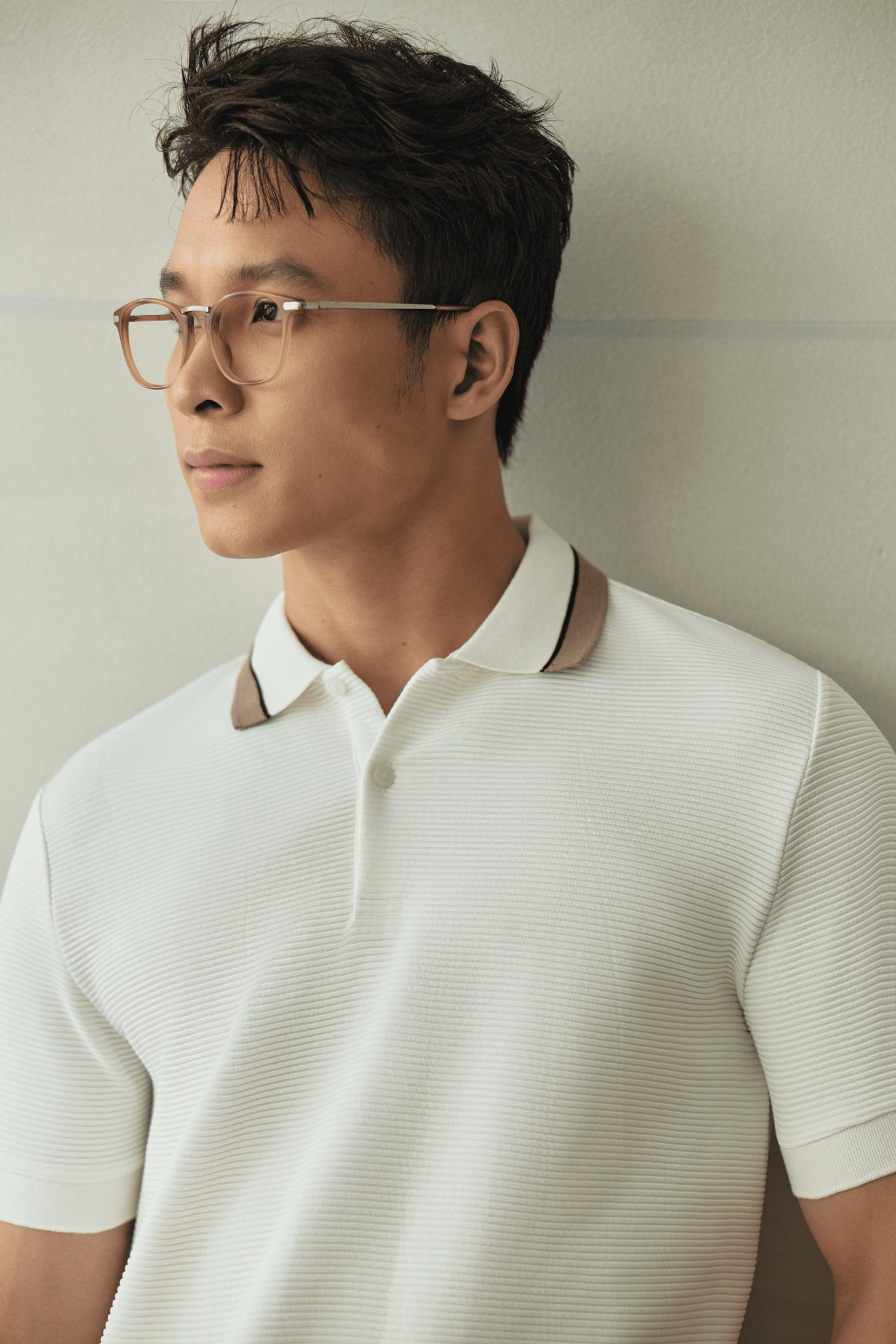  POLO NAM 9001- VẢI GÂN SLIM FIT TRẮNG 