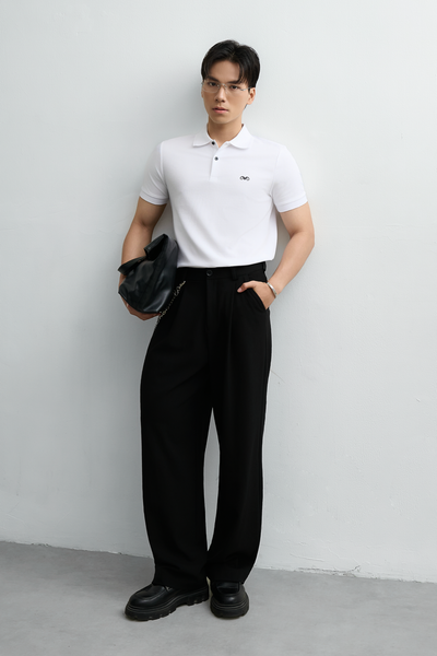  POLO NAM 9002-02 CỔ VIỀN NGUYỆT QUẾ-SLIM FIT TRẮNG 
