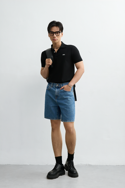  POLO NAM 9002-0 CỔ VIỀN NGUYỆT QUẾ-SLIM FIT ĐEN 