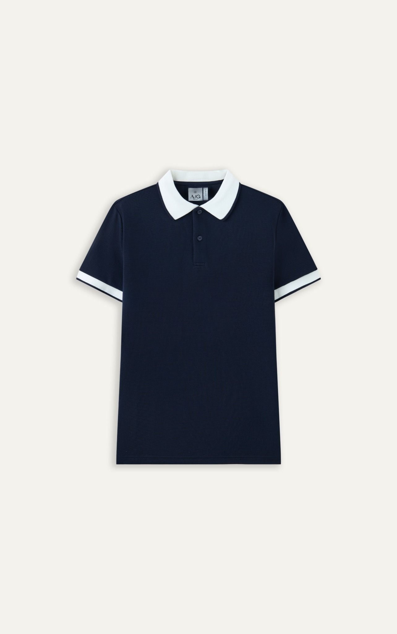  POLO NAM 9004-SLIM FIT SỚ GÂN NGANG XANH ĐEN CỔ TRẮNG 