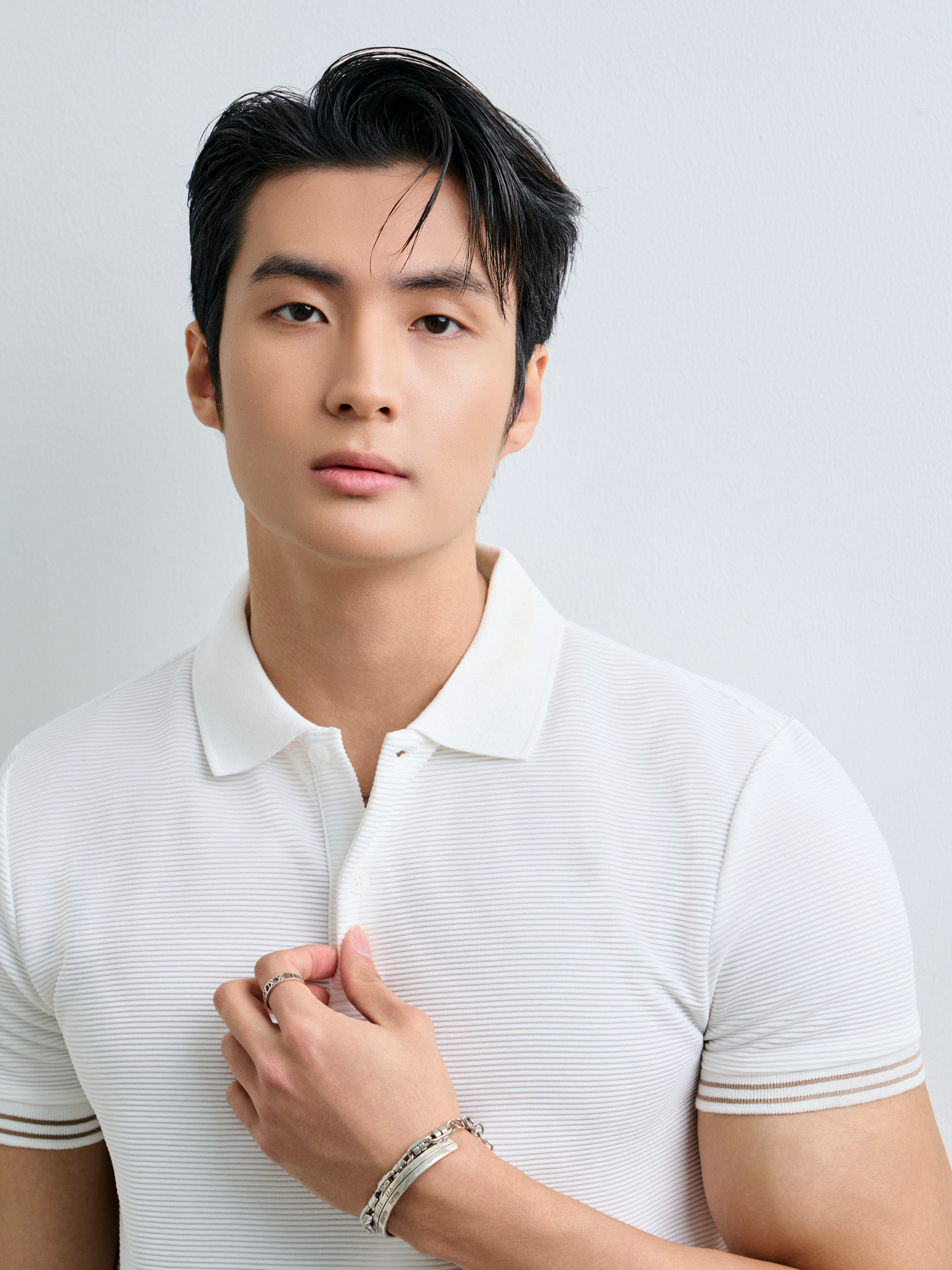  POLO NAM 9006-SLIM FIT SỚ GÂN NGANG TRẮNG BO TAY 