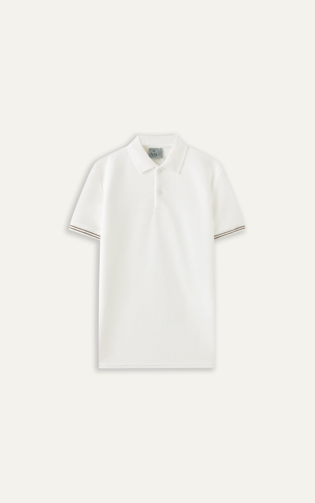  POLO NAM 9006-SLIM FIT SỚ GÂN NGANG TRẮNG BO TAY 