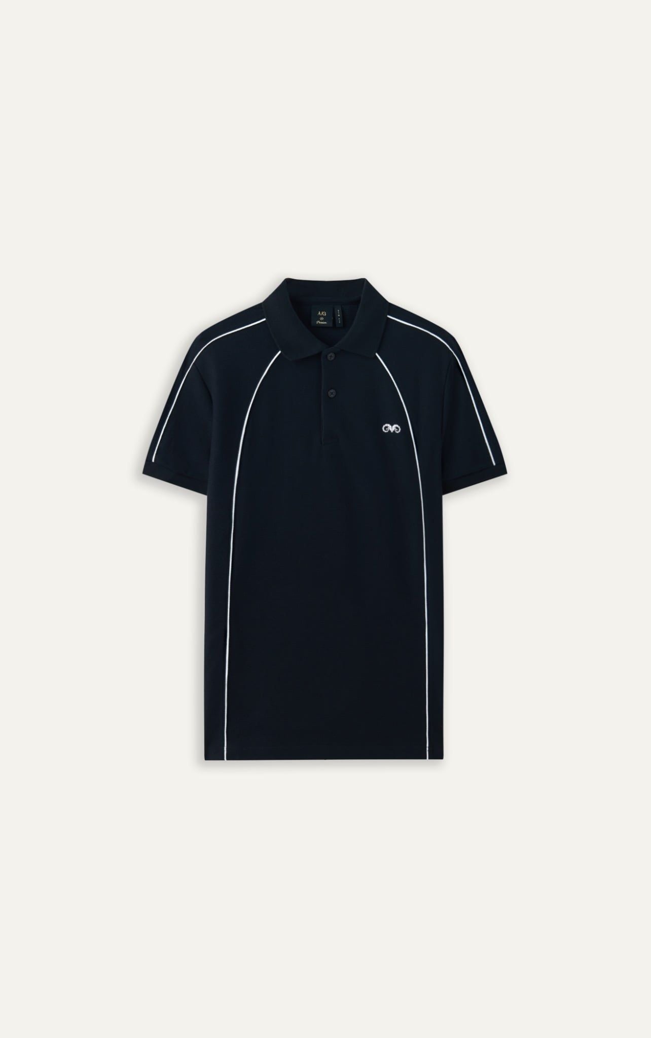  POLO NAM 9009-SLIM FIT ĐEN CHỈ NỔI VIỀN TRẮNG 