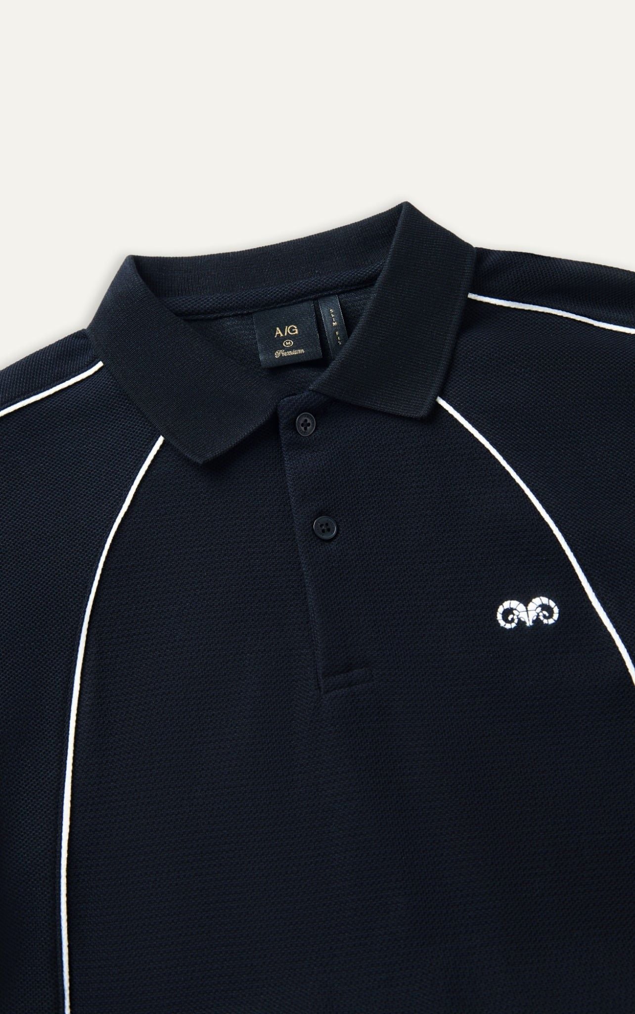  POLO NAM 9009-SLIM FIT ĐEN CHỈ NỔI VIỀN TRẮNG 