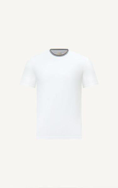  ÁO THUN NAM T736-REGULAR FIT TRẮNG BO VIỀN CỔ 
