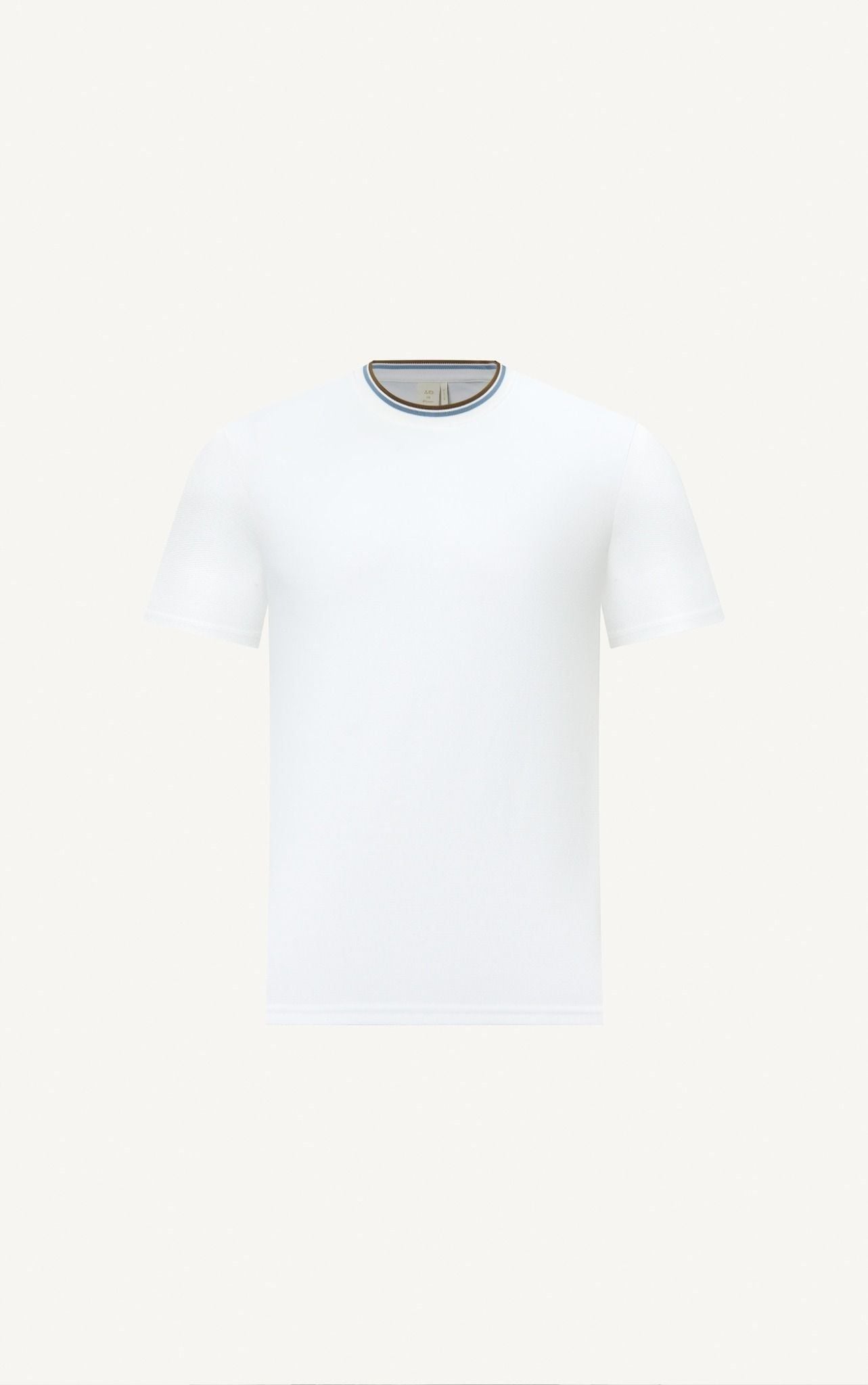  ÁO THUN NAM T736-REGULAR FIT TRẮNG BO VIỀN CỔ 