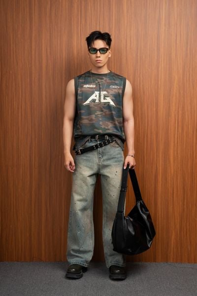  TANKTOP B2-LOOSE FIT RÊU KEM CAMO 