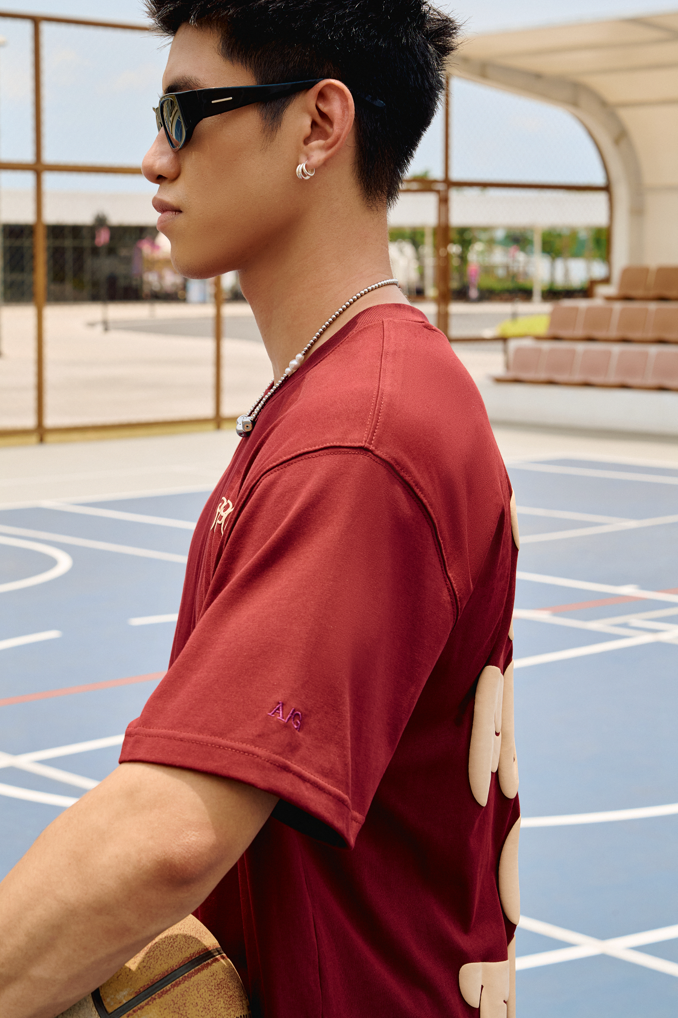  ÁO THUN NAM HT15-LOOSE FIT ĐỎ ĐÔ 