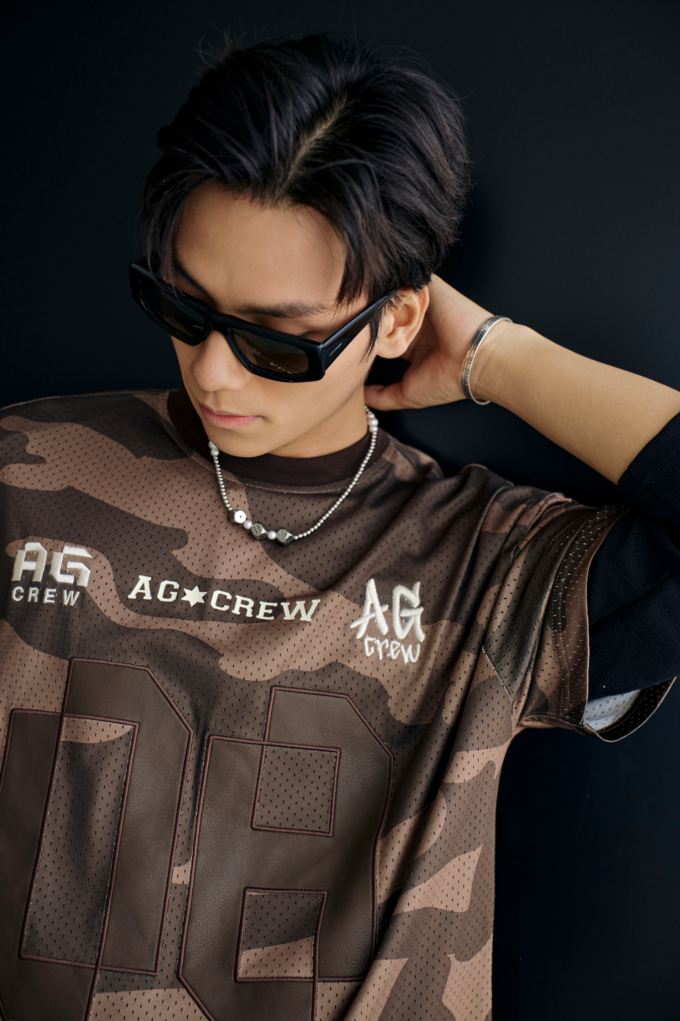  ÁO THUN NAM HT25-LOOSE FIT BÔNG LÍNH NÂU 