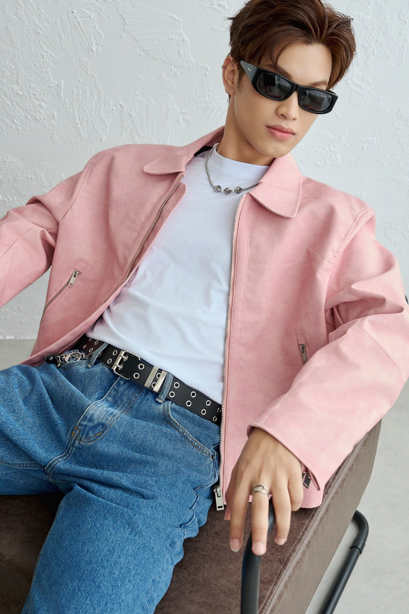  KHOÁC NAM DA N262-LOOSE FIT HỒNG 