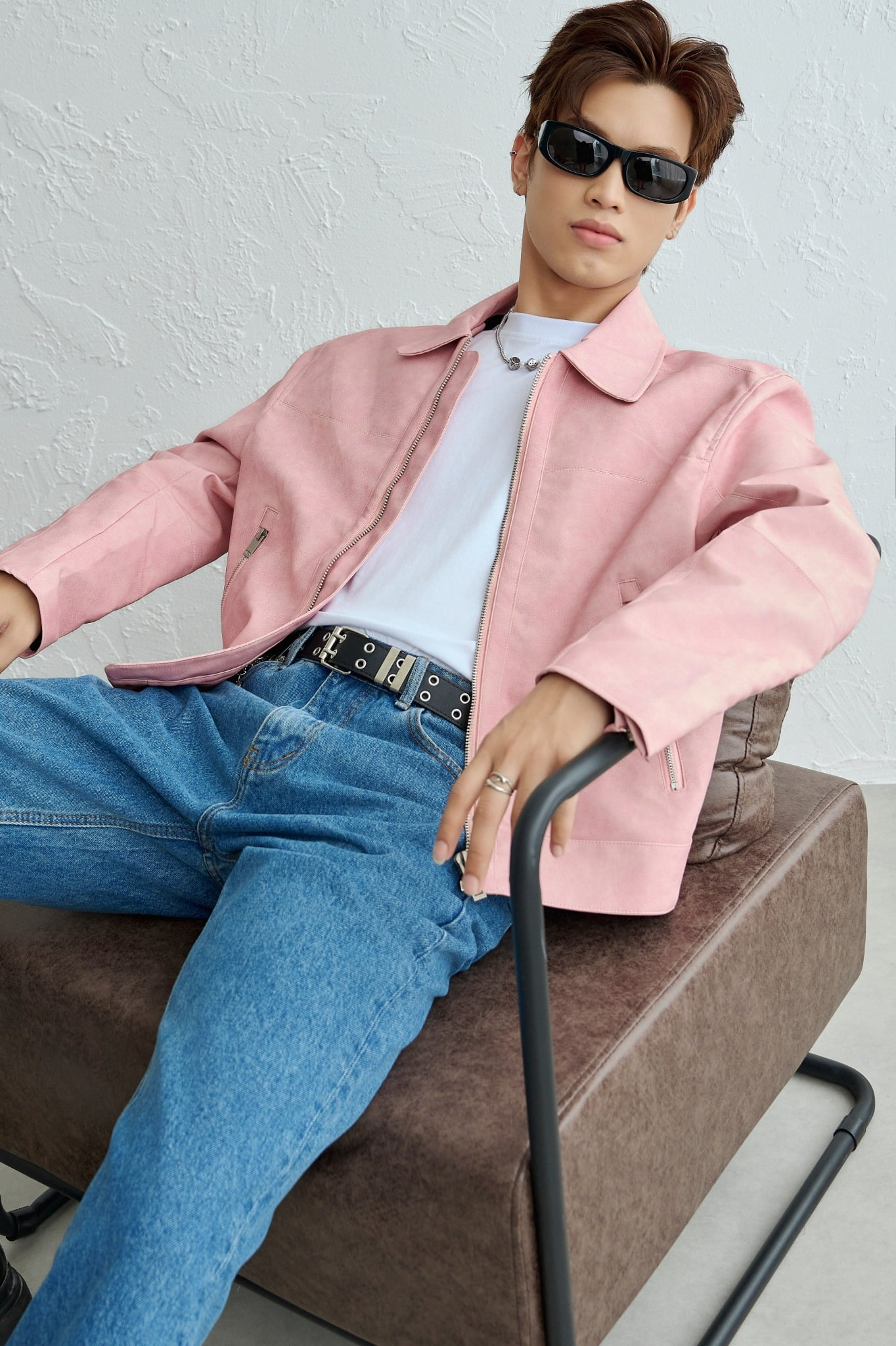  KHOÁC NAM DA N262-LOOSE FIT HỒNG 