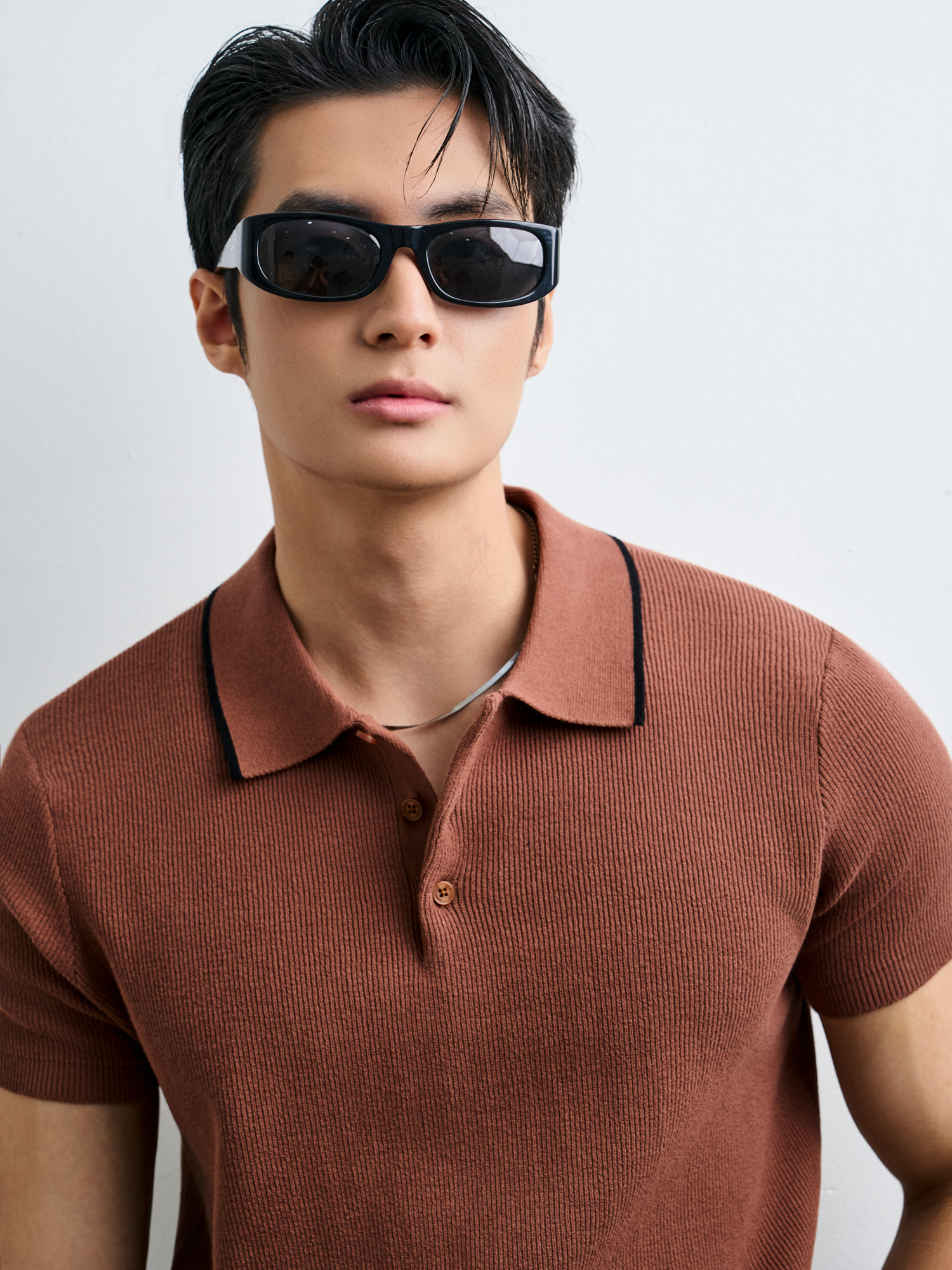  POLO NAM DỆT KIM N455-REGULAR FIT NÂU 