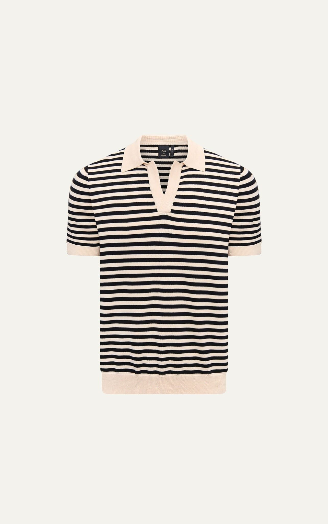  POLO NAM DỆT KIM N563-REGULAR FIT KEM SỌC ĐEN 