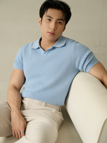  POLO NAM DỆT KIM N739-REGULAR FIT BIỂN 