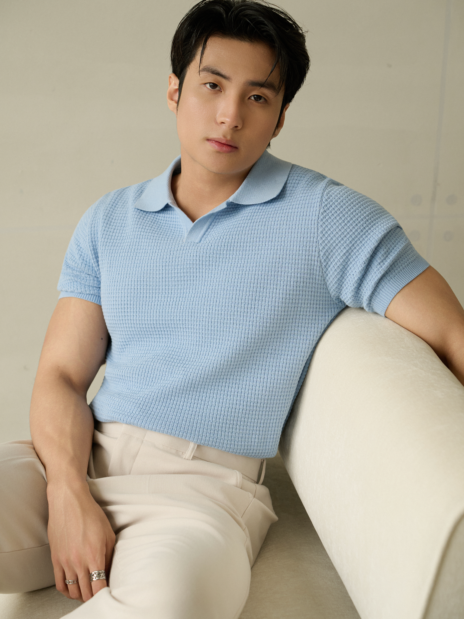  POLO NAM DỆT KIM N739-REGULAR FIT BIỂN 