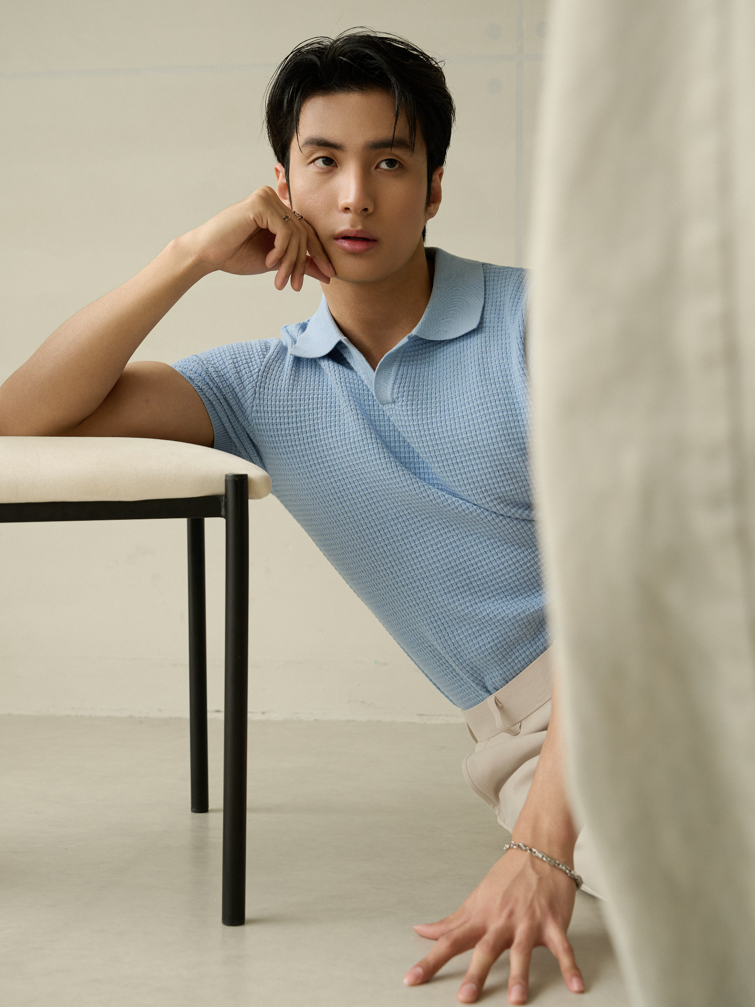  POLO NAM DỆT KIM N739-REGULAR FIT BIỂN 