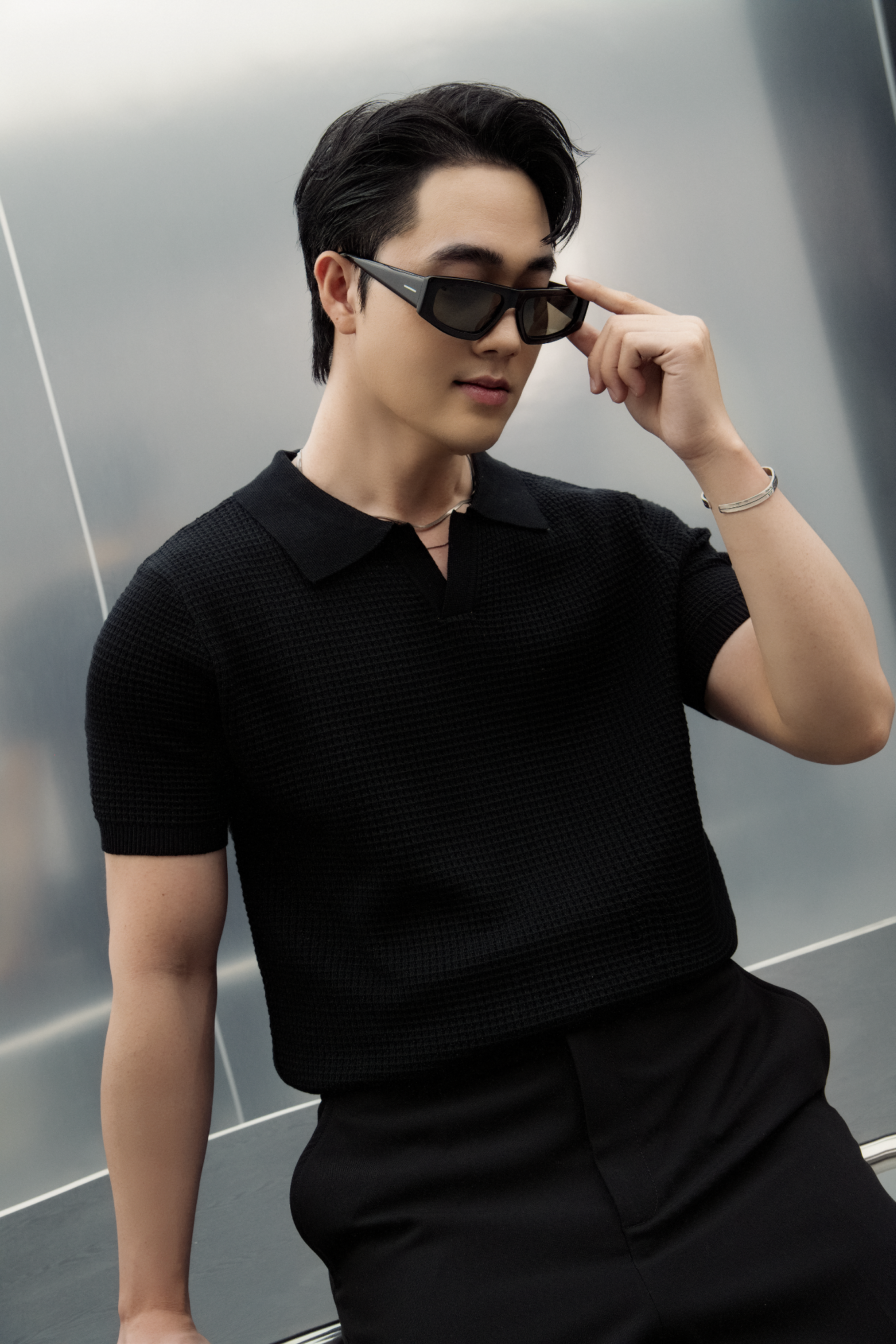  POLO NAM DỆT KIM N739-REGULAR FIT ĐEN 