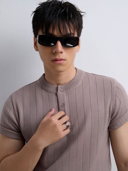  ÁO THUN NAM DỆT KIM N743-REGULAR FIT KEM HỒNG 