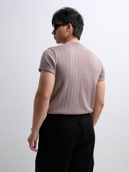  ÁO THUN NAM DỆT KIM N743-REGULAR FIT KEM HỒNG 