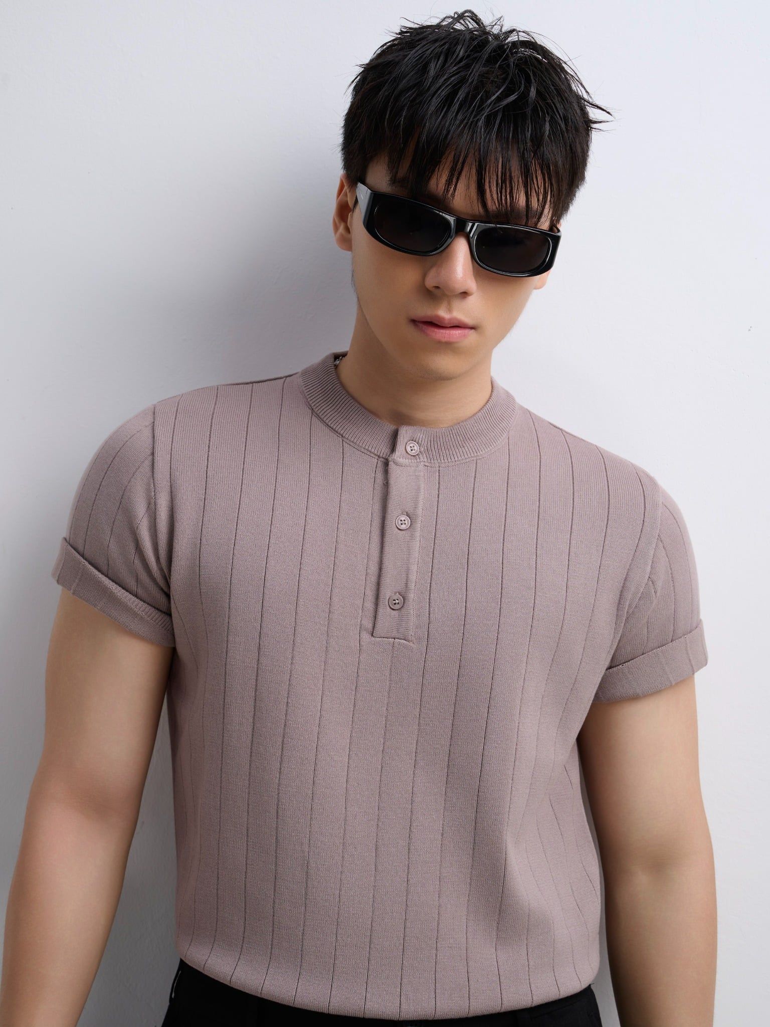  ÁO THUN NAM DỆT KIM N743-REGULAR FIT KEM HỒNG 
