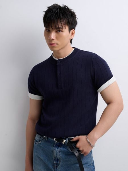  ÁO THUN NAM DỆT KIM N743-REGULAR FIT XANH ĐEN 