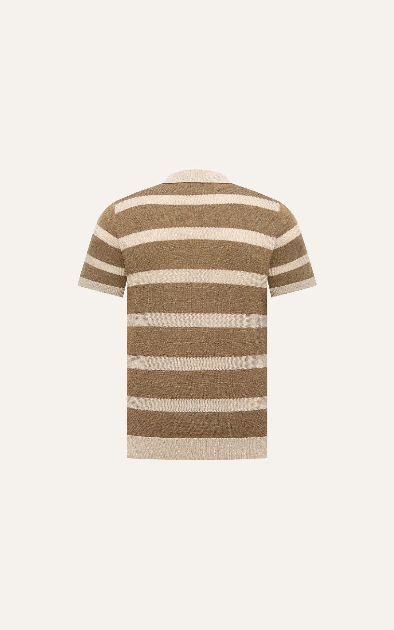  POLO NAM DỆT KIM N745-REGULAR FIT KEM SỌC NÂU 