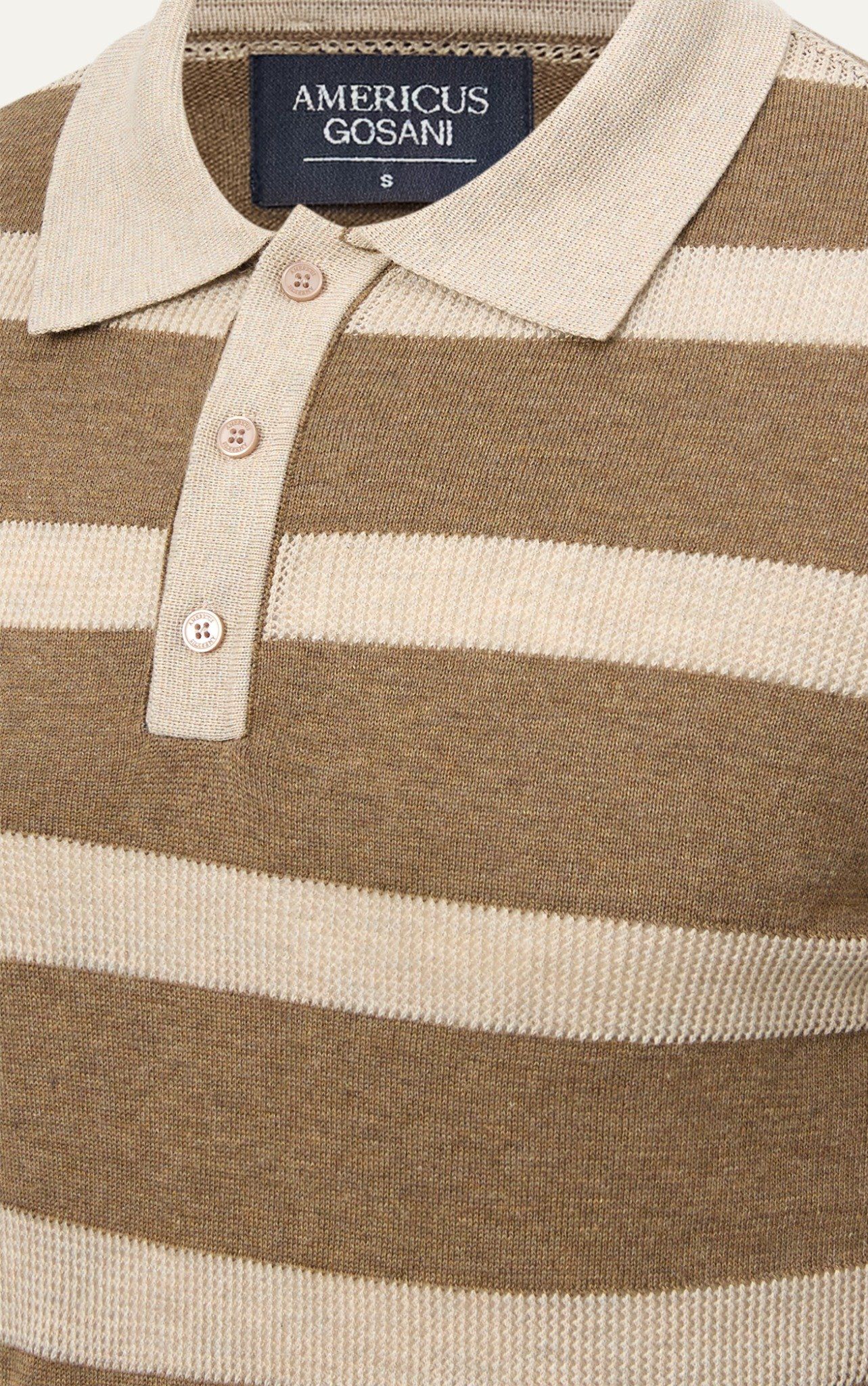  POLO NAM DỆT KIM N745-REGULAR FIT KEM SỌC NÂU 