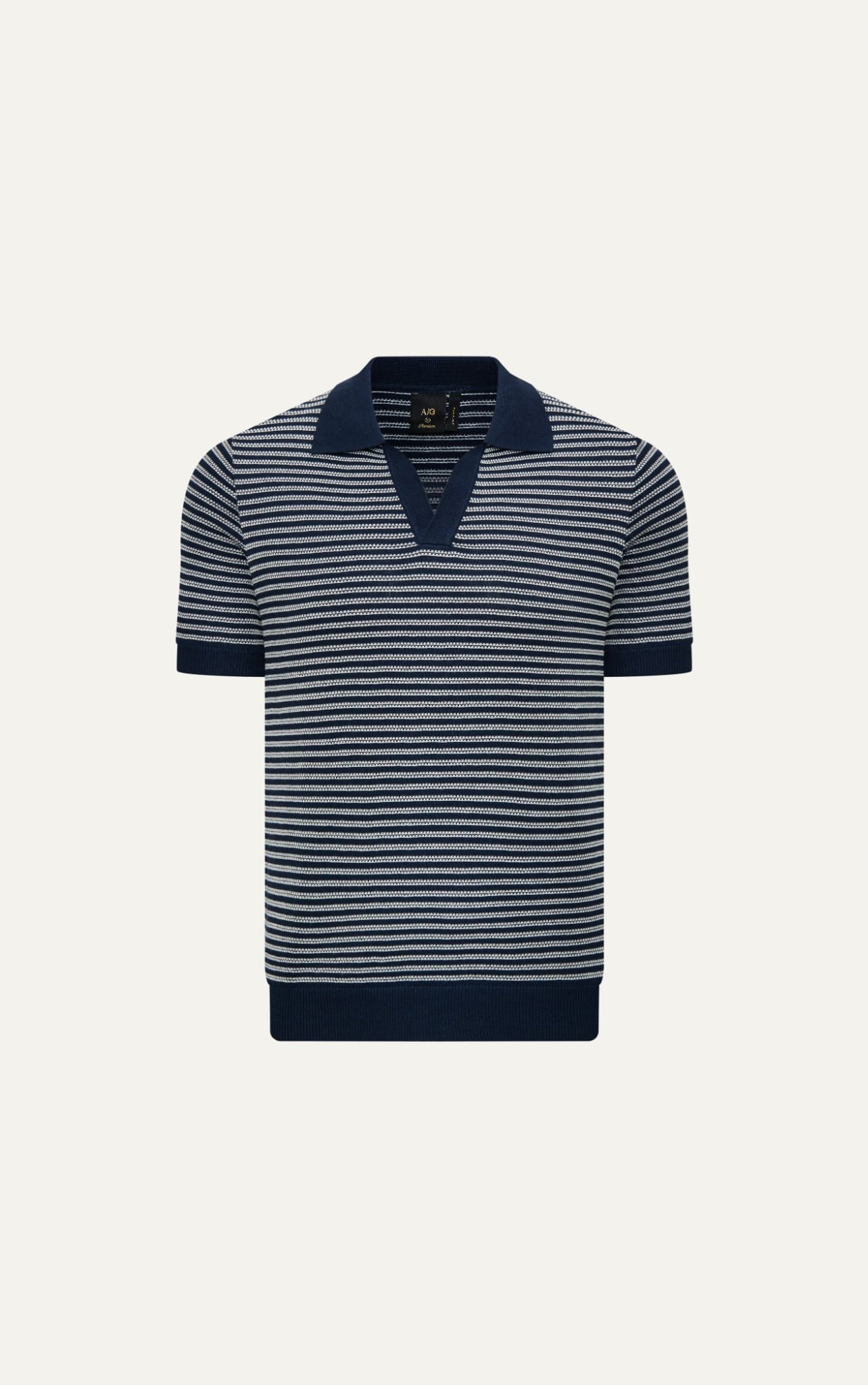  POLO NAM CỔ V DỆT KIM N763-REGULAR FIT XANH SỌC TRẮNG 