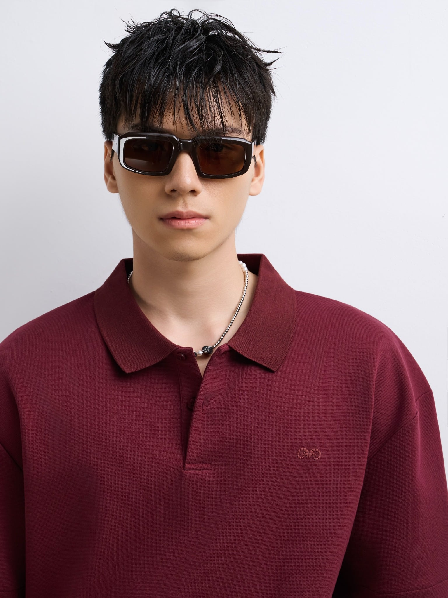  POLO NAM FORM RỘNG R003-LOOSE FIT ĐỎ ĐÔ 