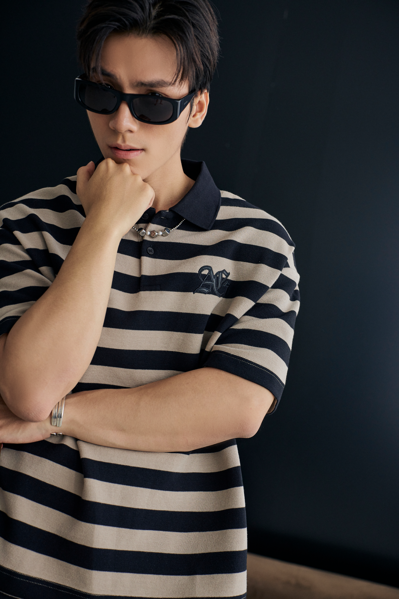  POLO NAM FORM RỘNG S3- KEM SỌC ĐEN 