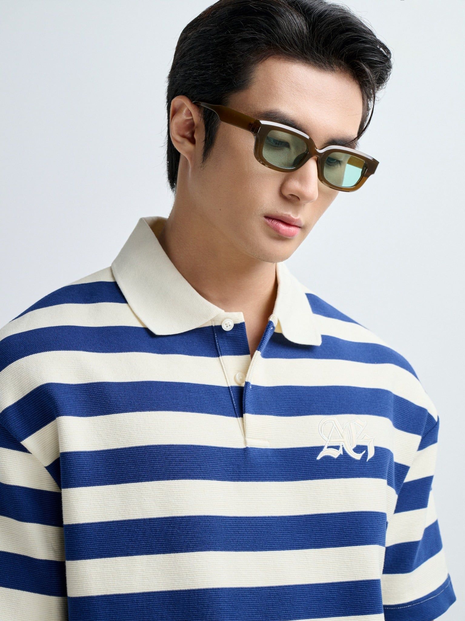  POLO NAM FORM RỘNG S3-XANH SỌC KEM 