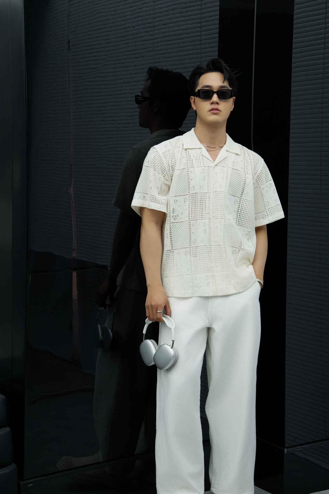  SOMI NAM TR539-LOOSE FIT CUBAN TRẮNG KEM 