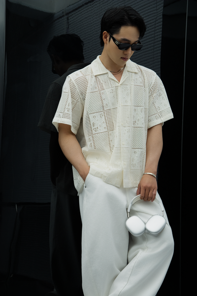  SOMI NAM TR539-LOOSE FIT CUBAN TRẮNG KEM 